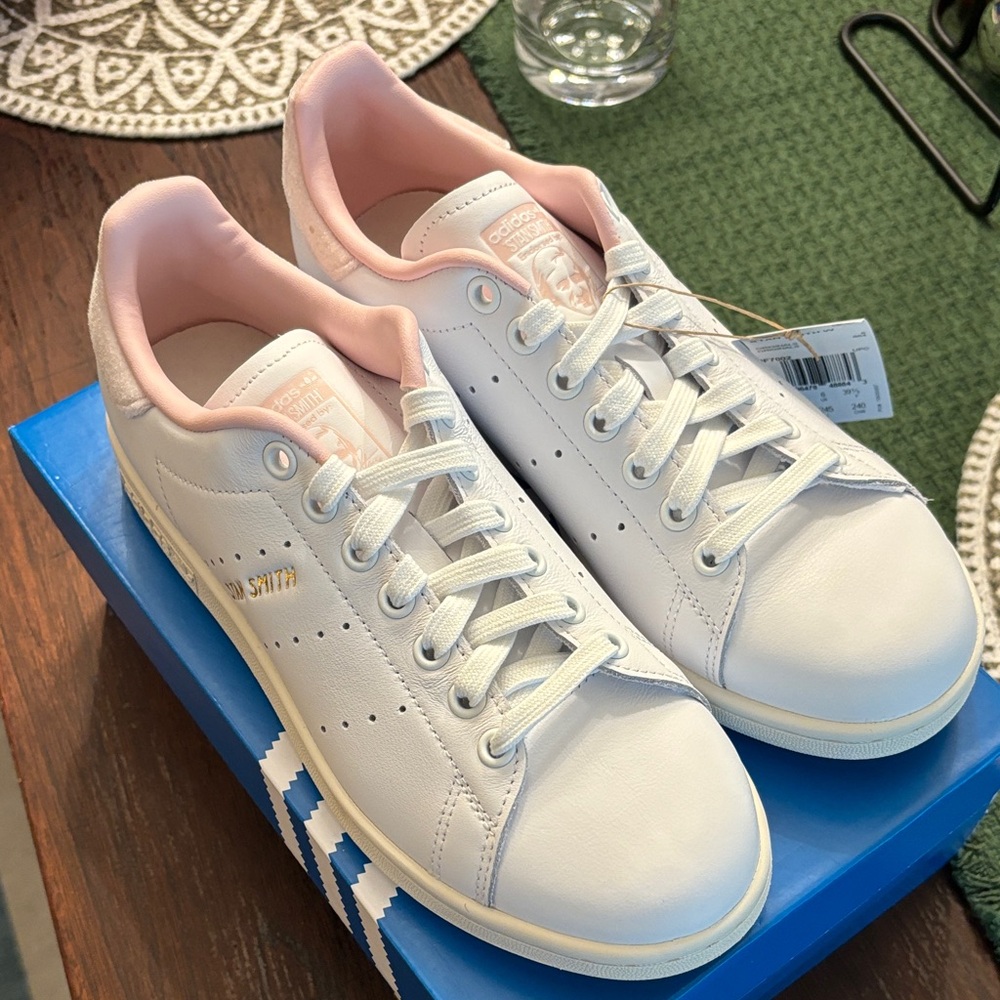 Adidas Women's Stan Smith White and Pink Sneakers